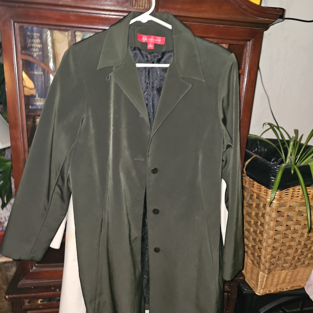 Olive Green Lined Raincoat by Anne Klein